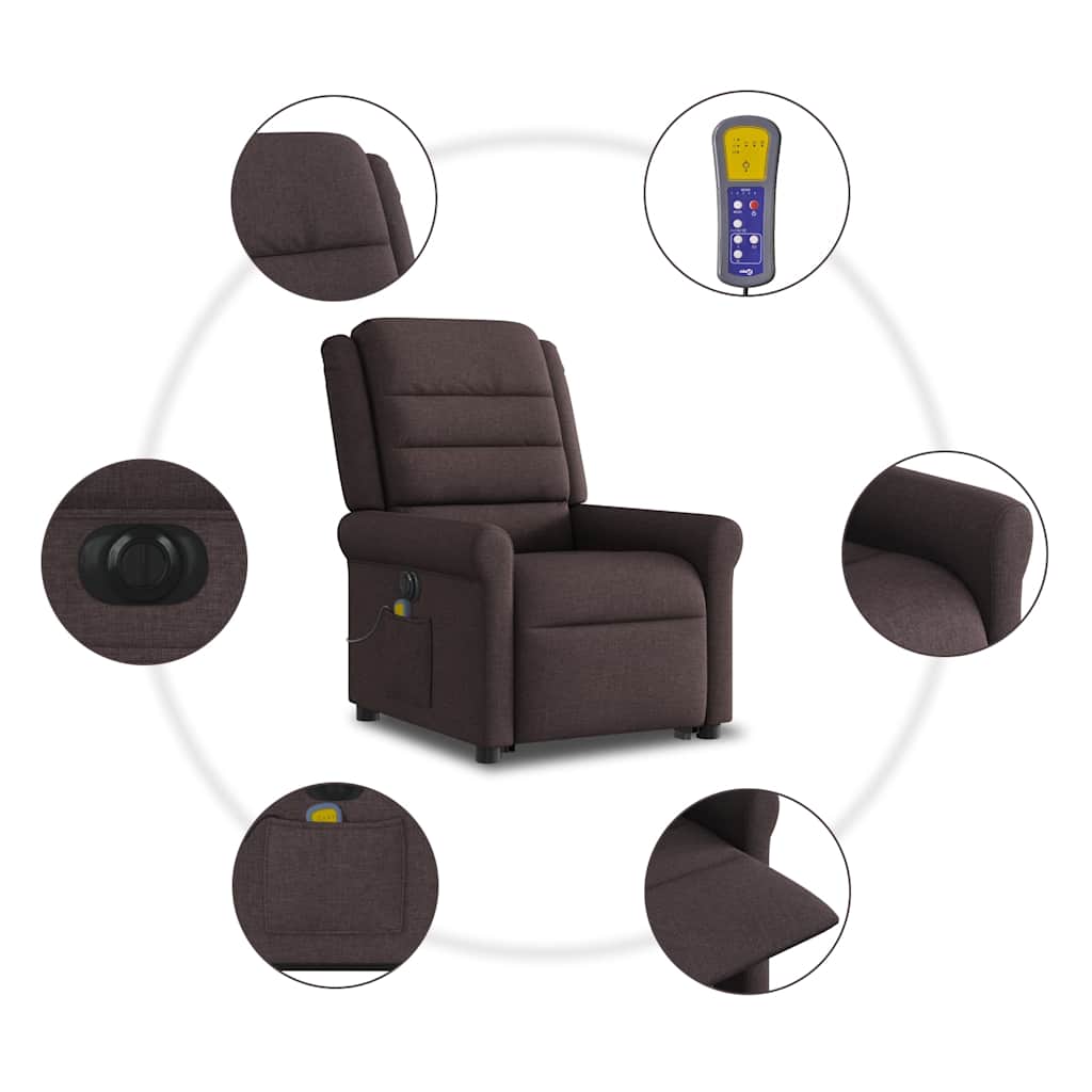 Fauteuil Inclinable De Massage Électrique Tissu Marron Foncé