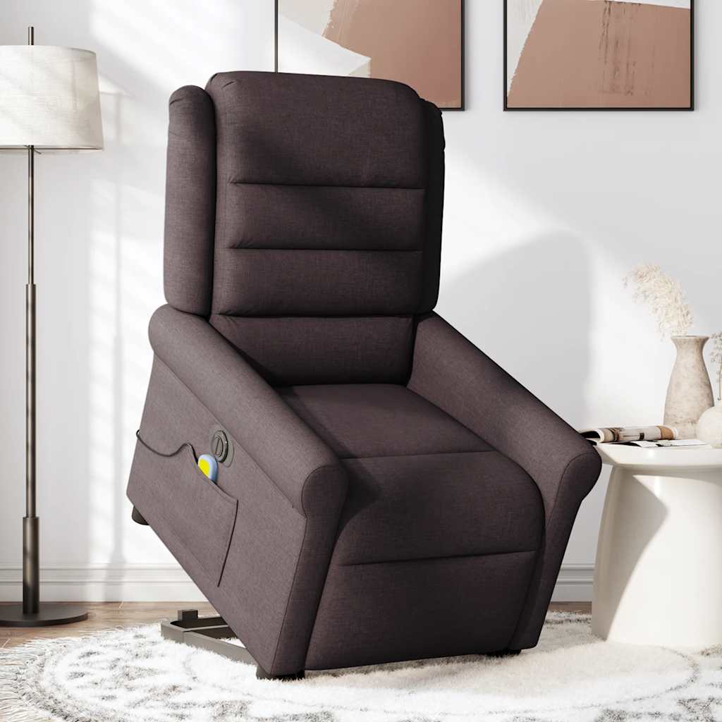 Fauteuil Inclinable De Massage Électrique Tissu Marron Foncé