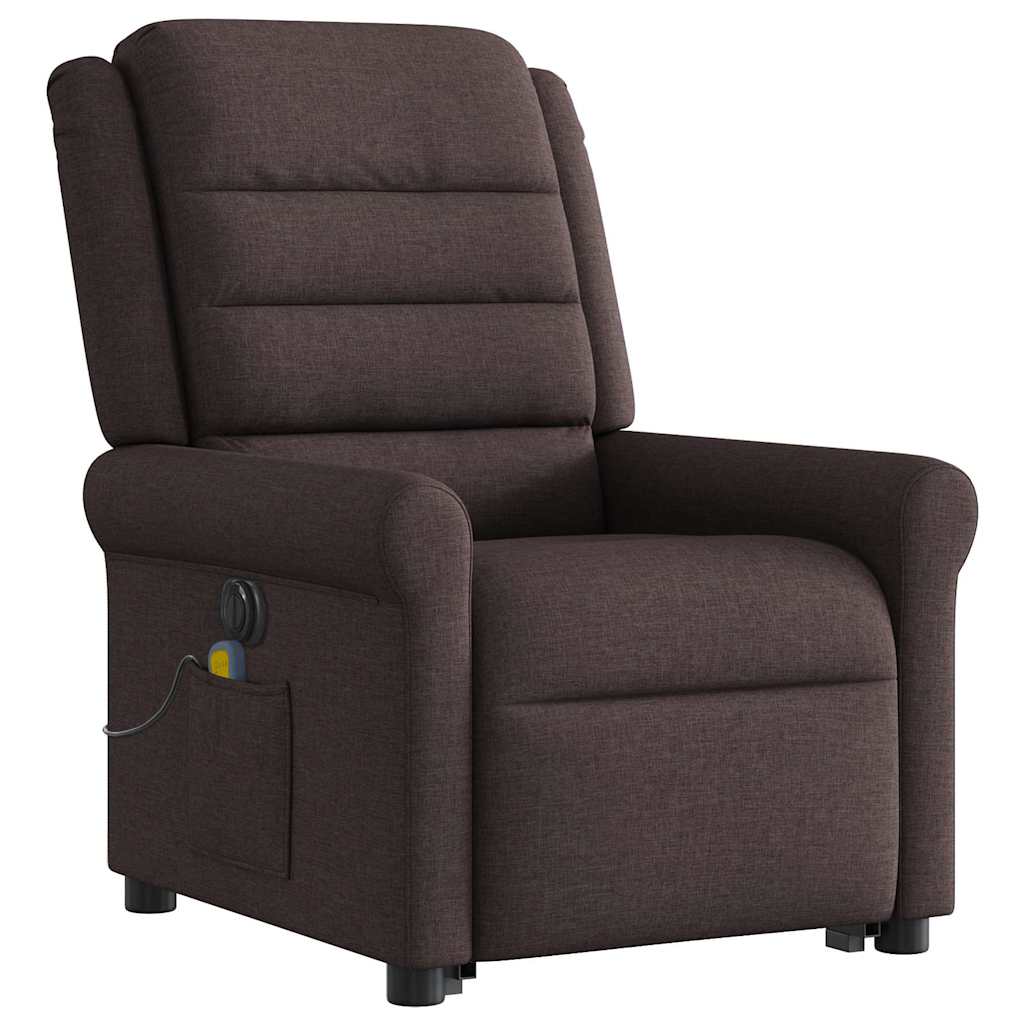 Fauteuil Inclinable De Massage Électrique Tissu Marron Foncé