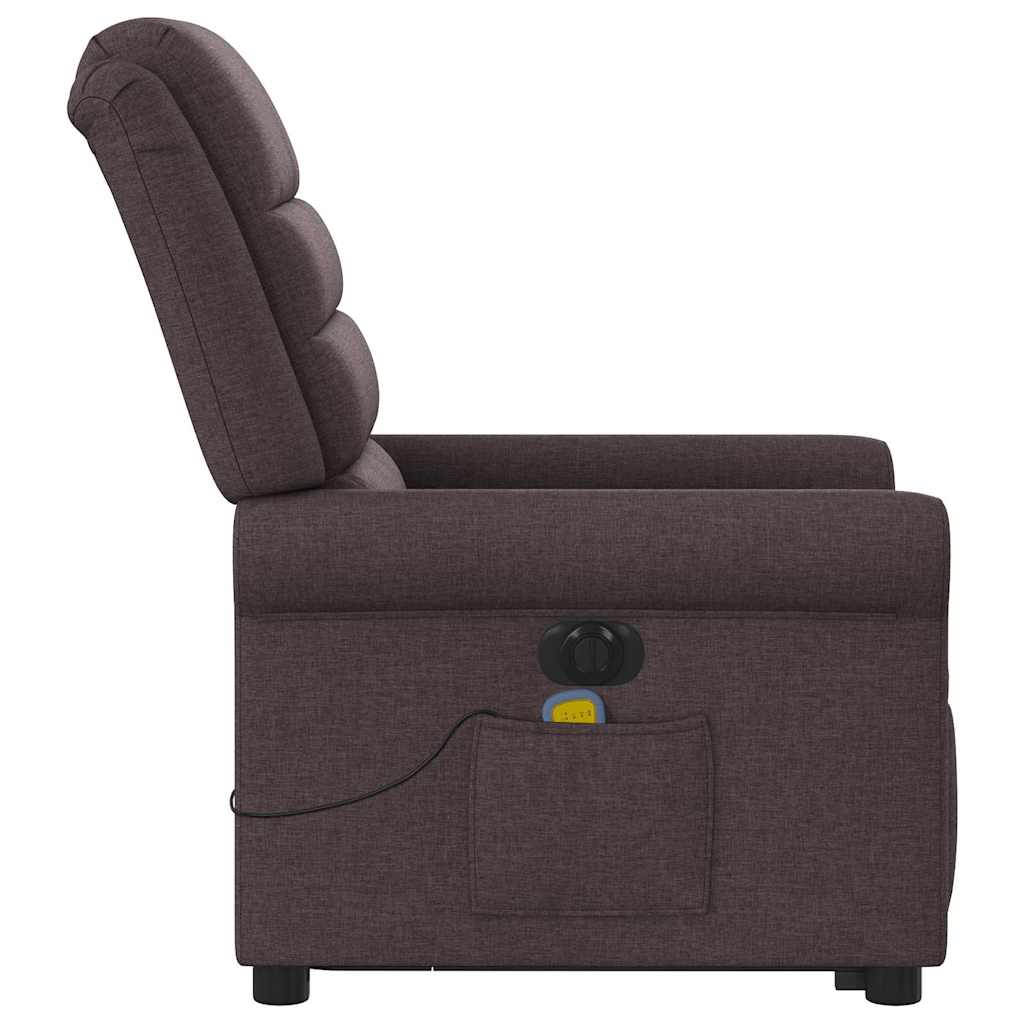 Fauteuil Inclinable De Massage Électrique Tissu Marron Foncé