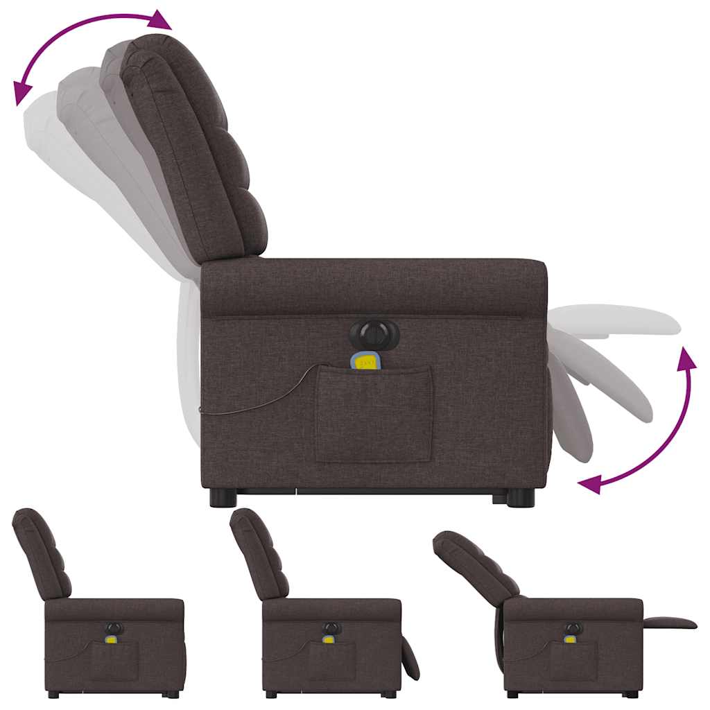 Fauteuil Inclinable De Massage Électrique Tissu Marron Foncé