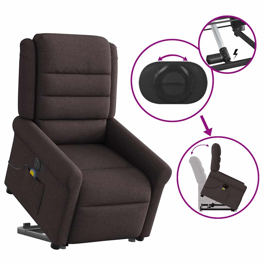 Fauteuil Inclinable De Massage Électrique Tissu Marron Foncé