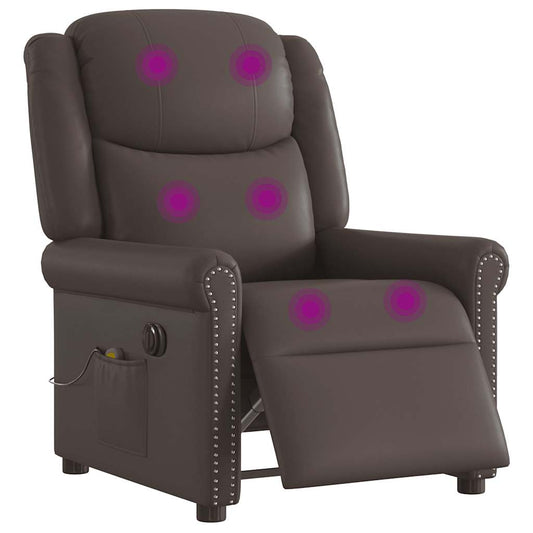 Fauteuil De Massage Inclinable Électrique Brillant Marron
