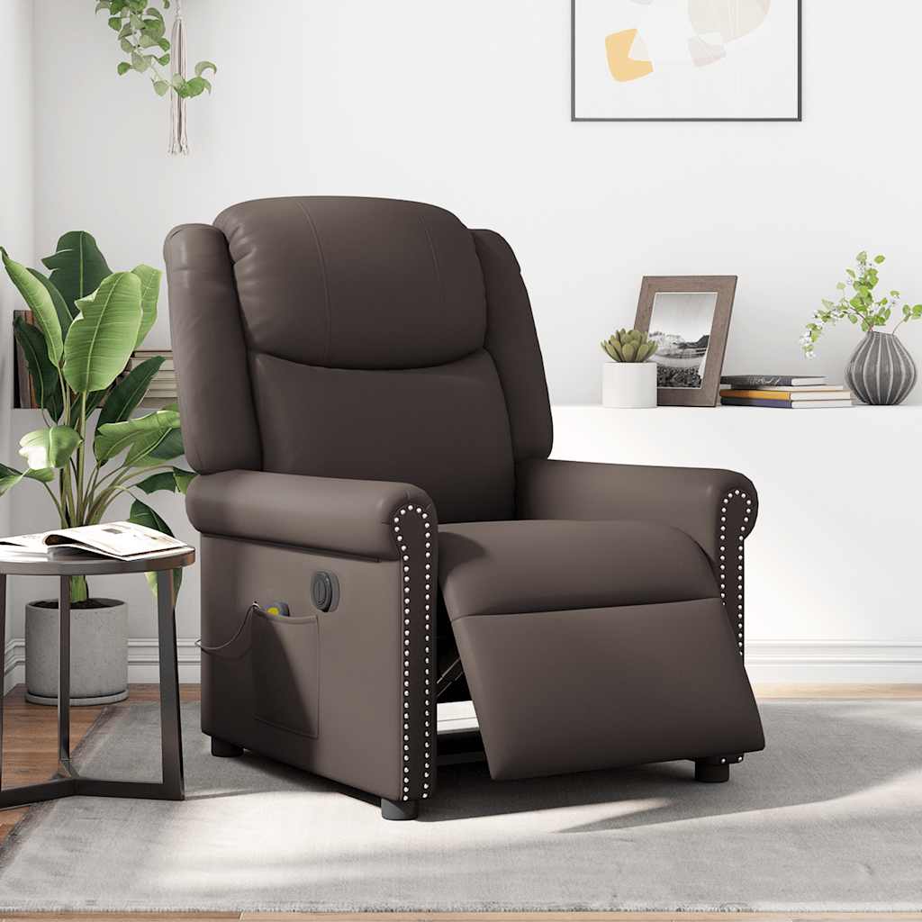 Fauteuil De Massage Inclinable Électrique Brillant Marron
