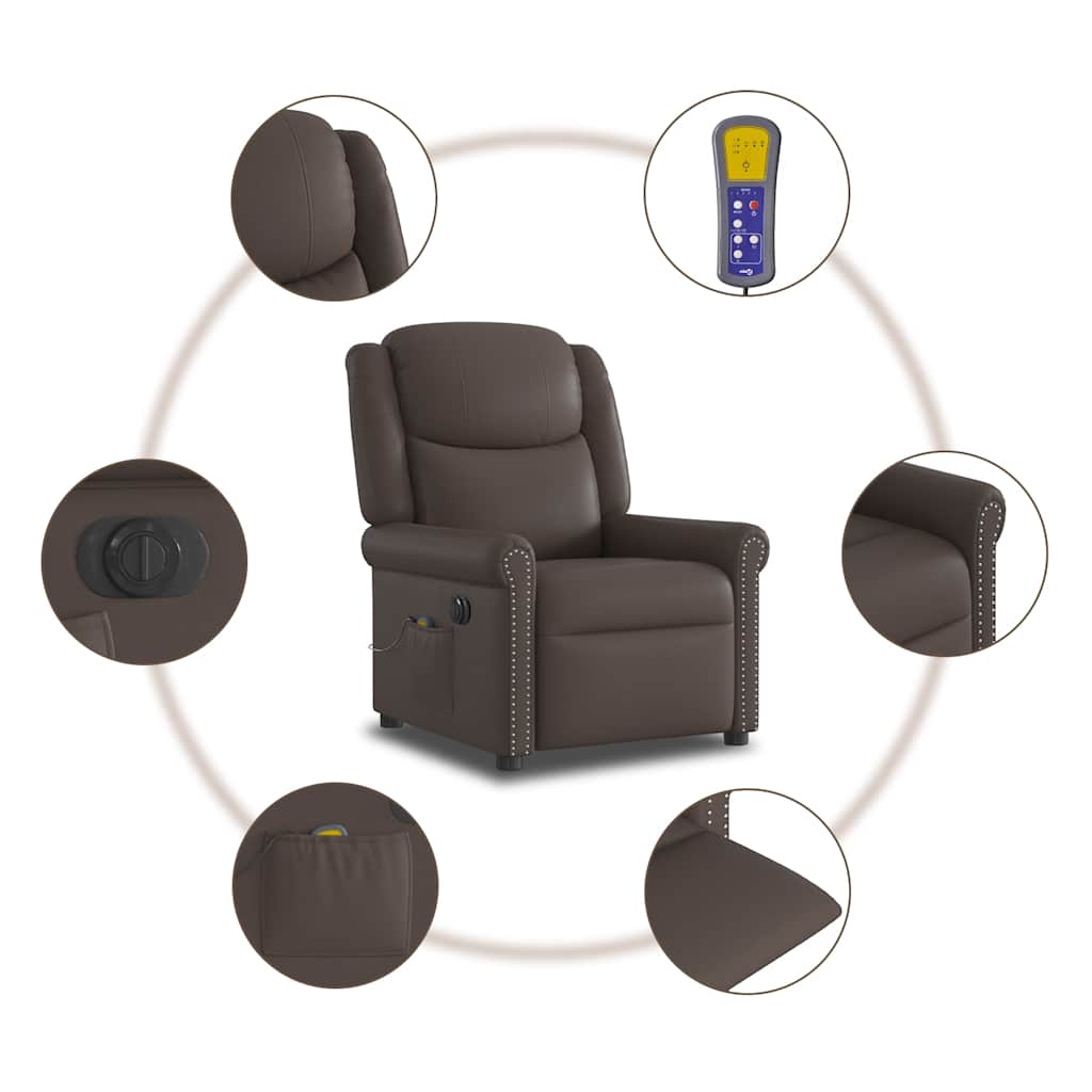Fauteuil De Massage Inclinable Électrique Brillant Marron
