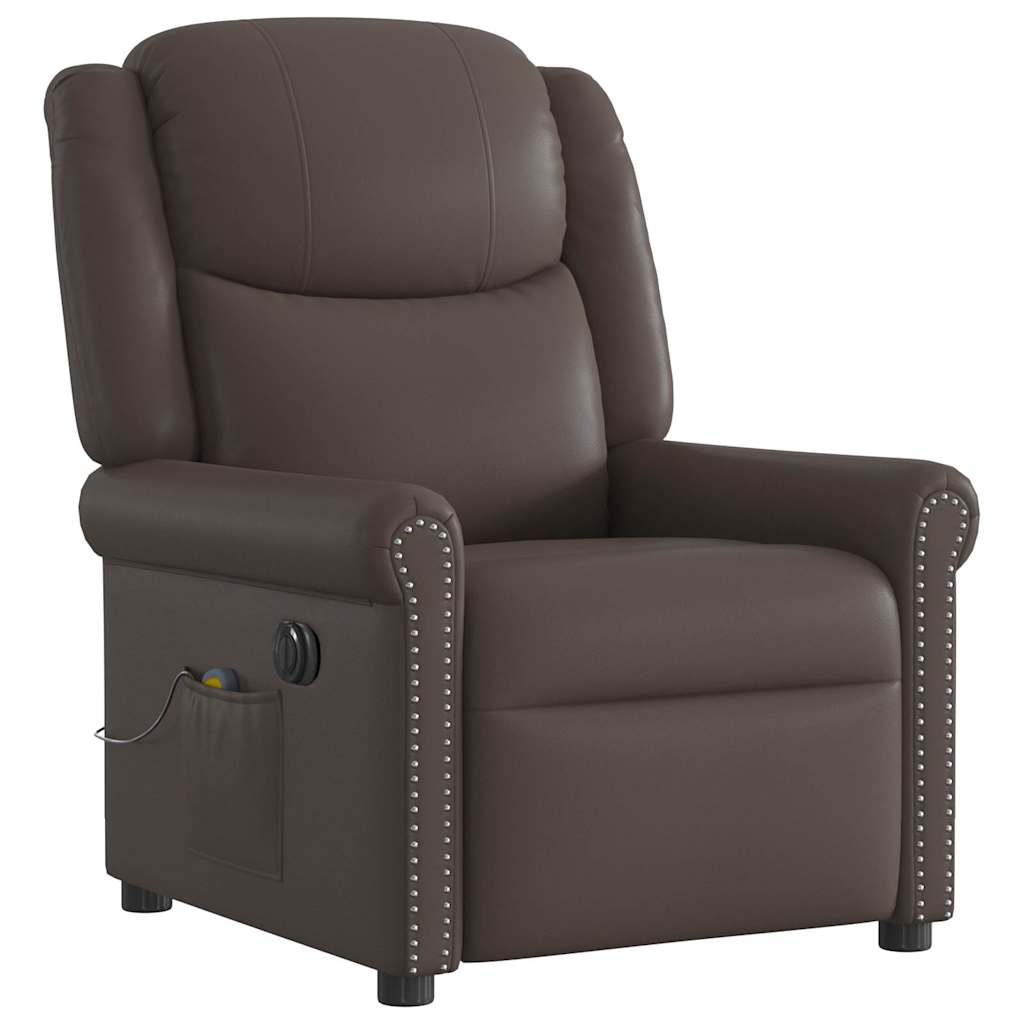 Fauteuil De Massage Inclinable Électrique Brillant Marron