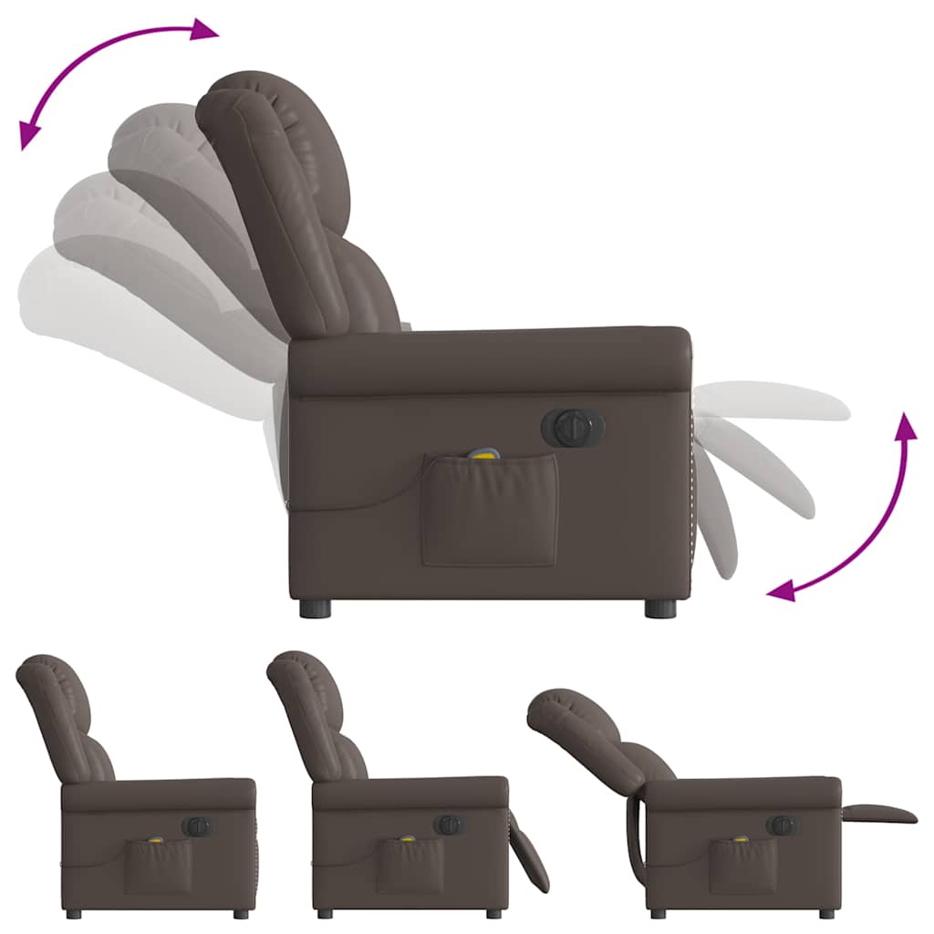 Fauteuil De Massage Inclinable Électrique Brillant Marron