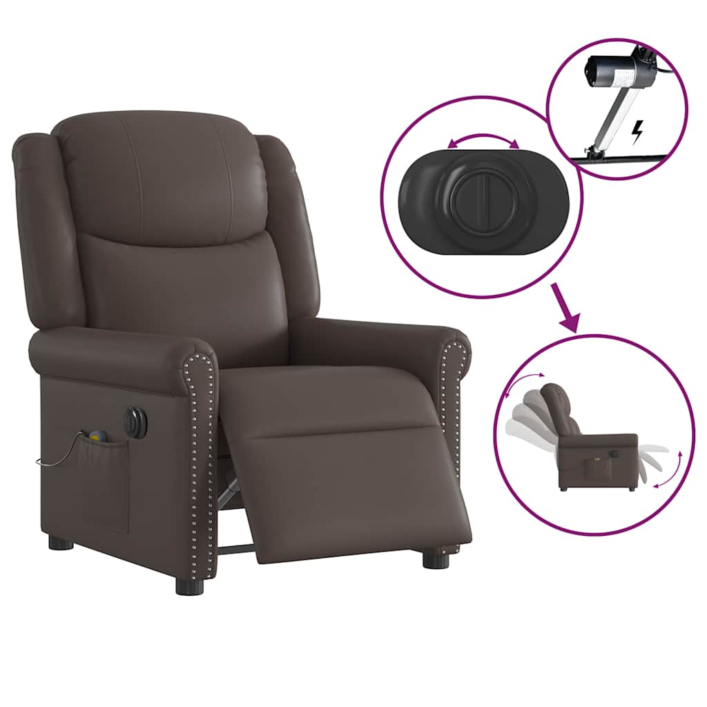 Fauteuil De Massage Inclinable Électrique Brillant Marron