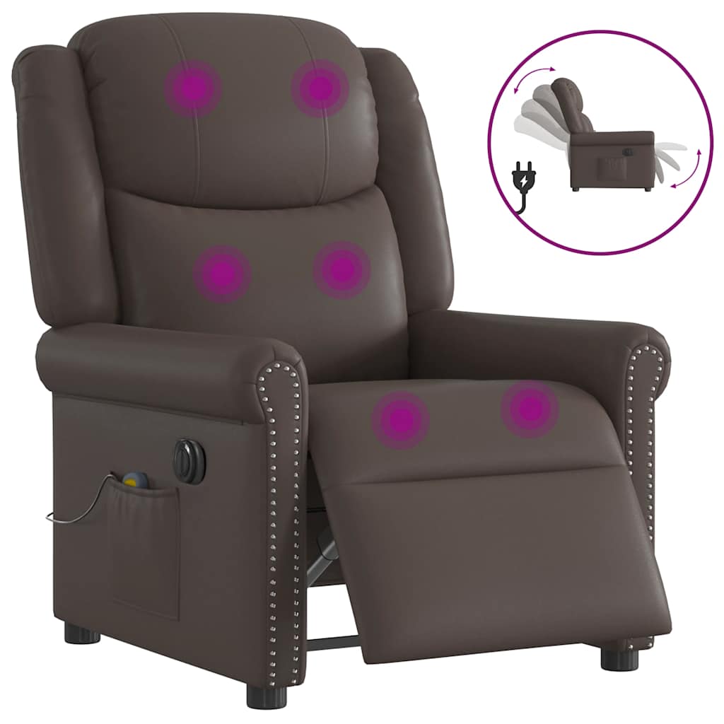 Fauteuil De Massage Inclinable Électrique Brillant Marron