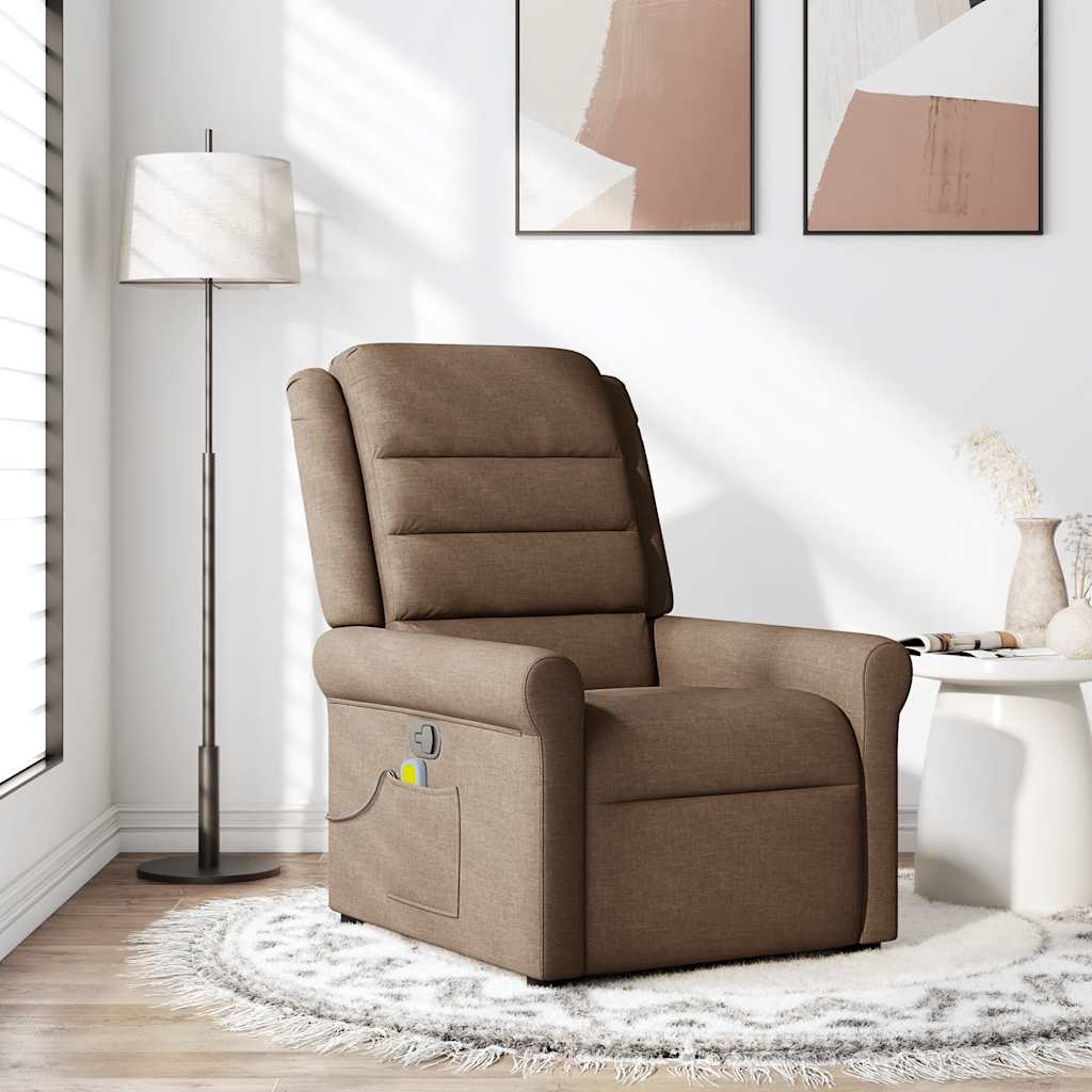Fauteuil Inclinable De Massage Électrique Tissu Marron