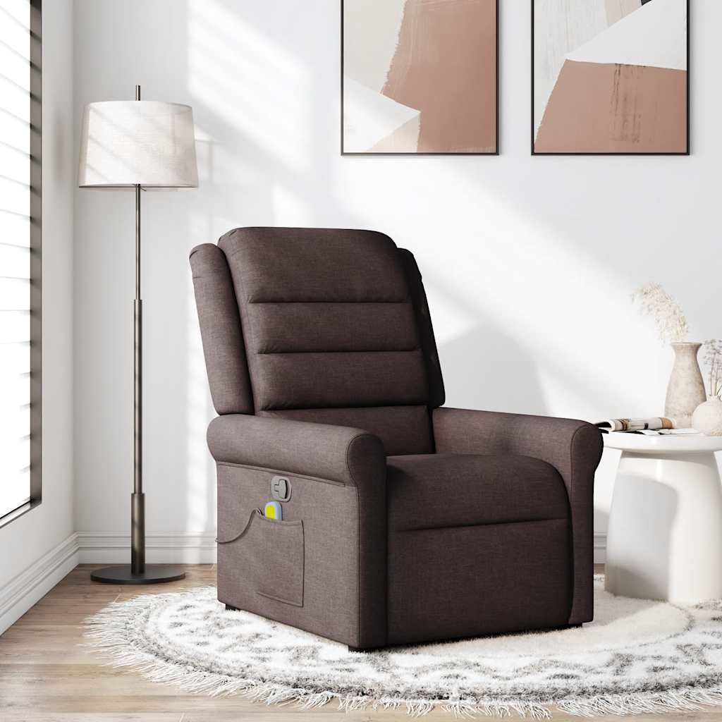 Fauteuil De Massage Inclinable Électrique Tissu Marron Foncé