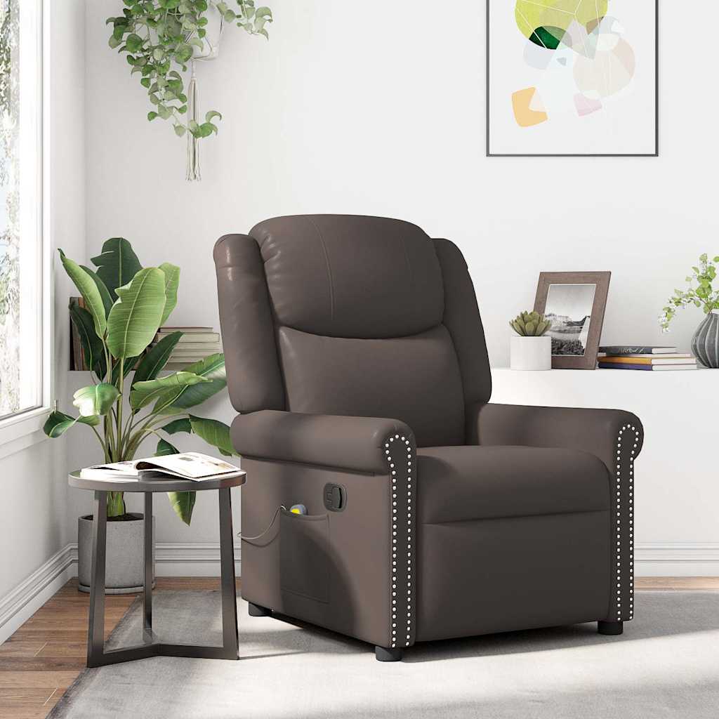 Fauteuil De Massage Inclinable Électrique Brillant Marron
