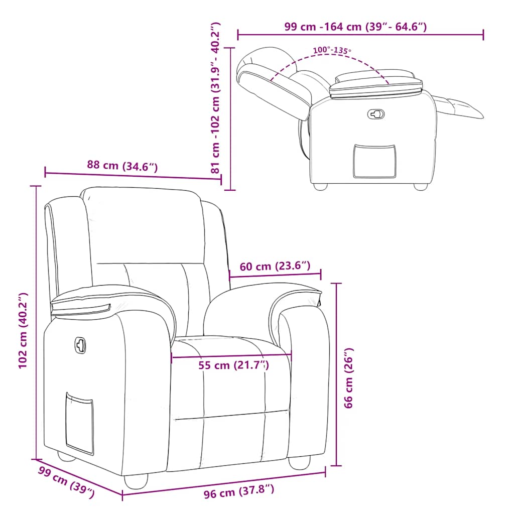 Fauteuil Inclinable Tissu Gris Clair