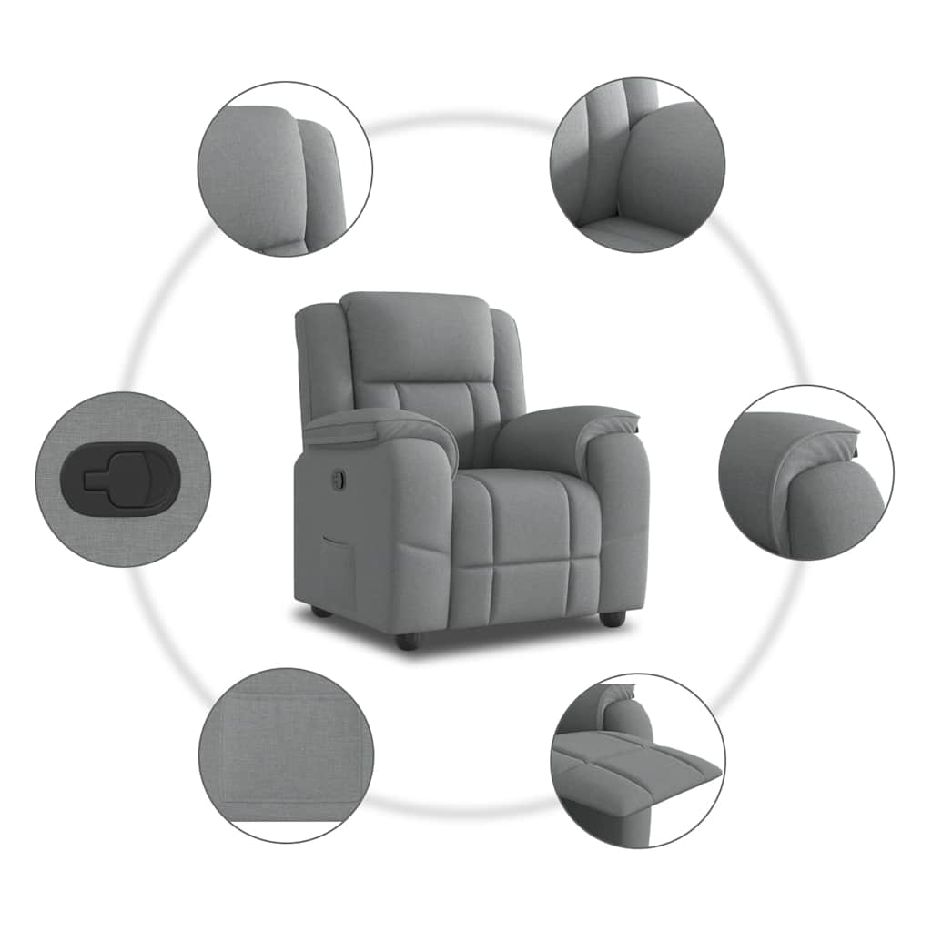 Fauteuil Inclinable Tissu Gris Clair