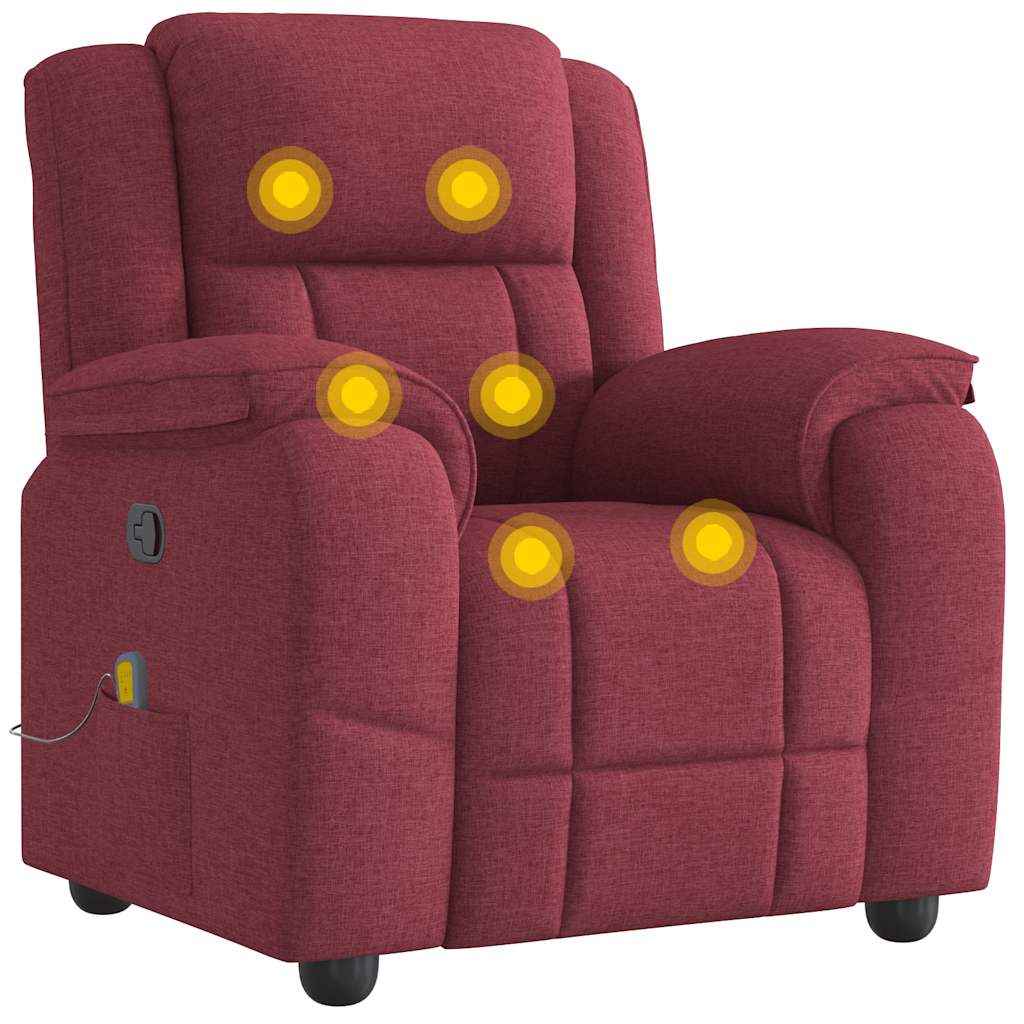 Fauteuil De Massage Inclinable Tissu Rouge Bordeaux