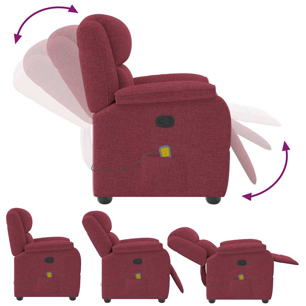 Fauteuil De Massage Inclinable Tissu Rouge Bordeaux