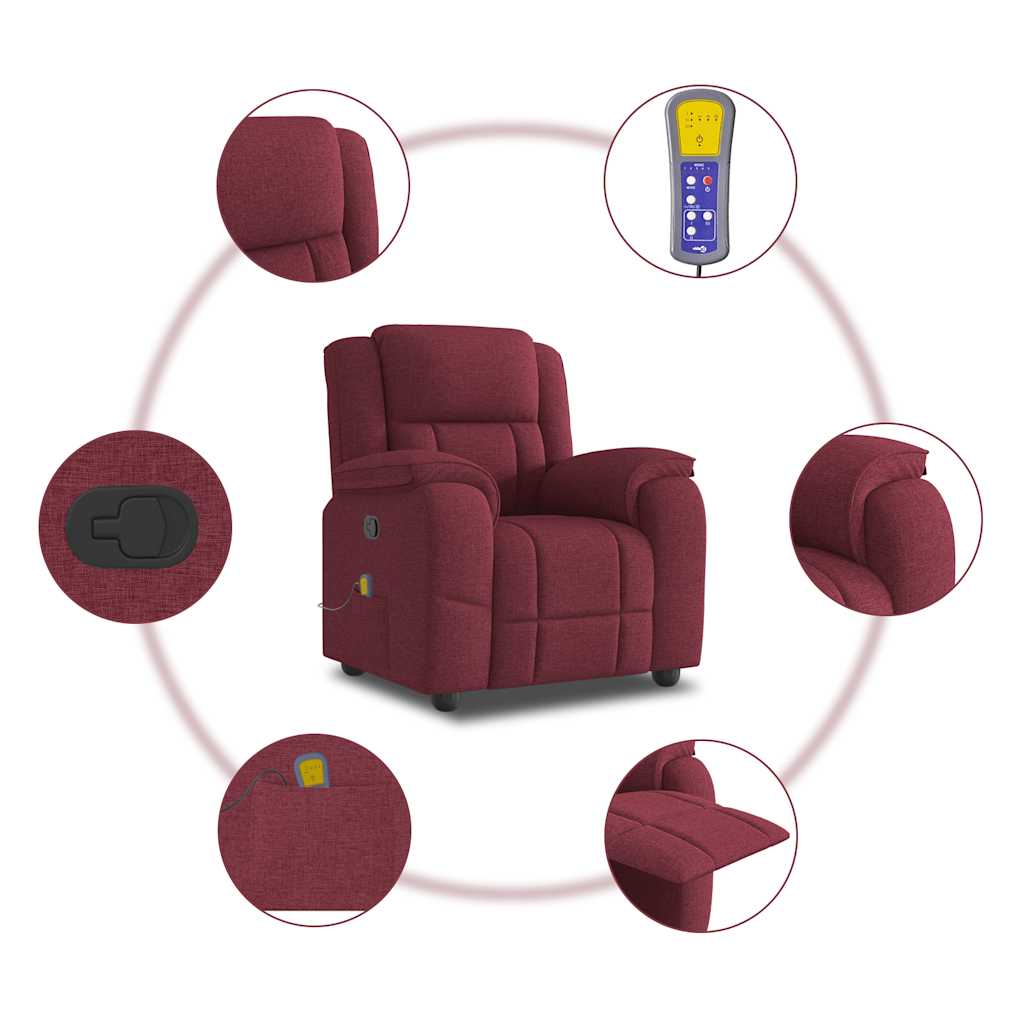 Fauteuil De Massage Inclinable Tissu Rouge Bordeaux