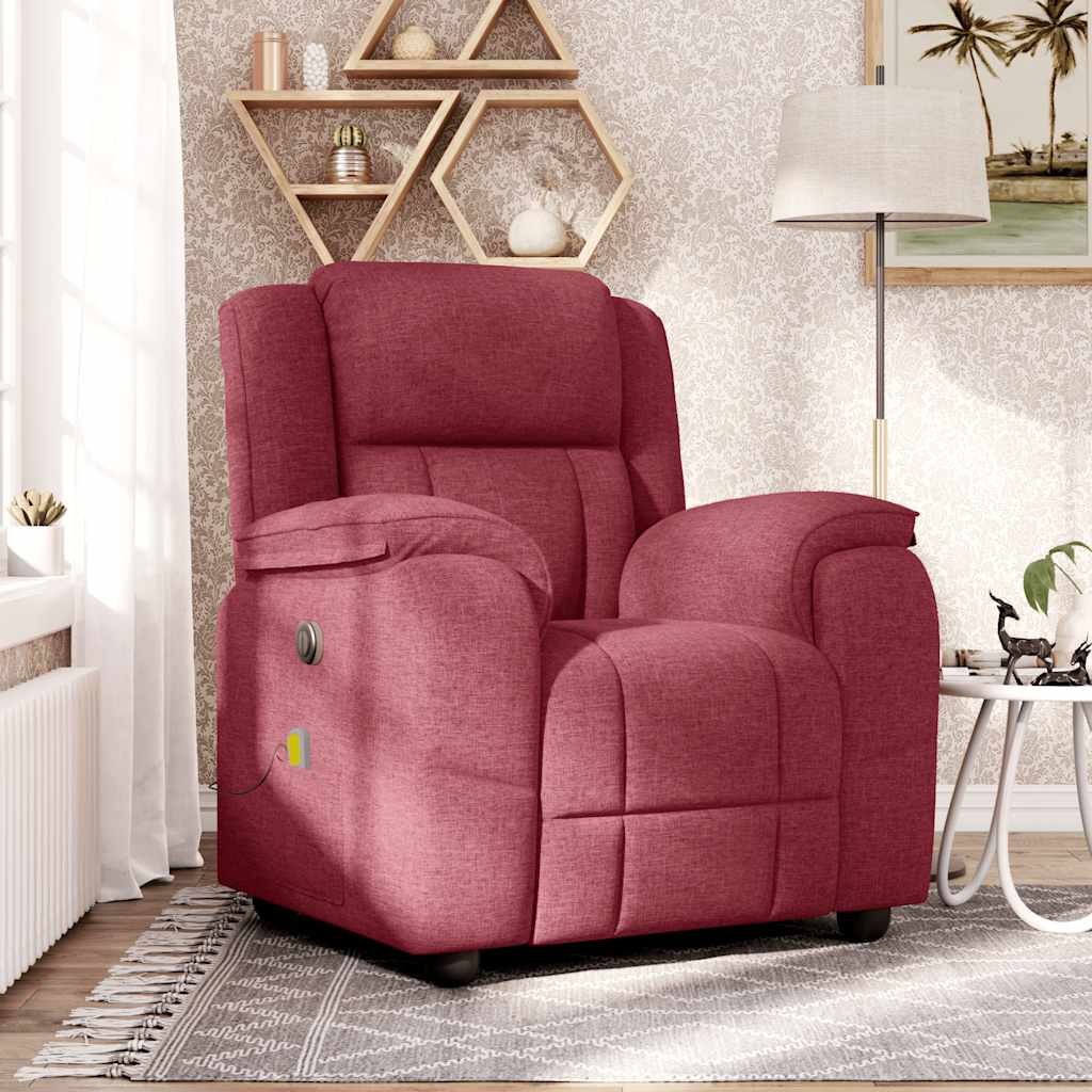 Fauteuil De Massage Inclinable Tissu Rouge Bordeaux