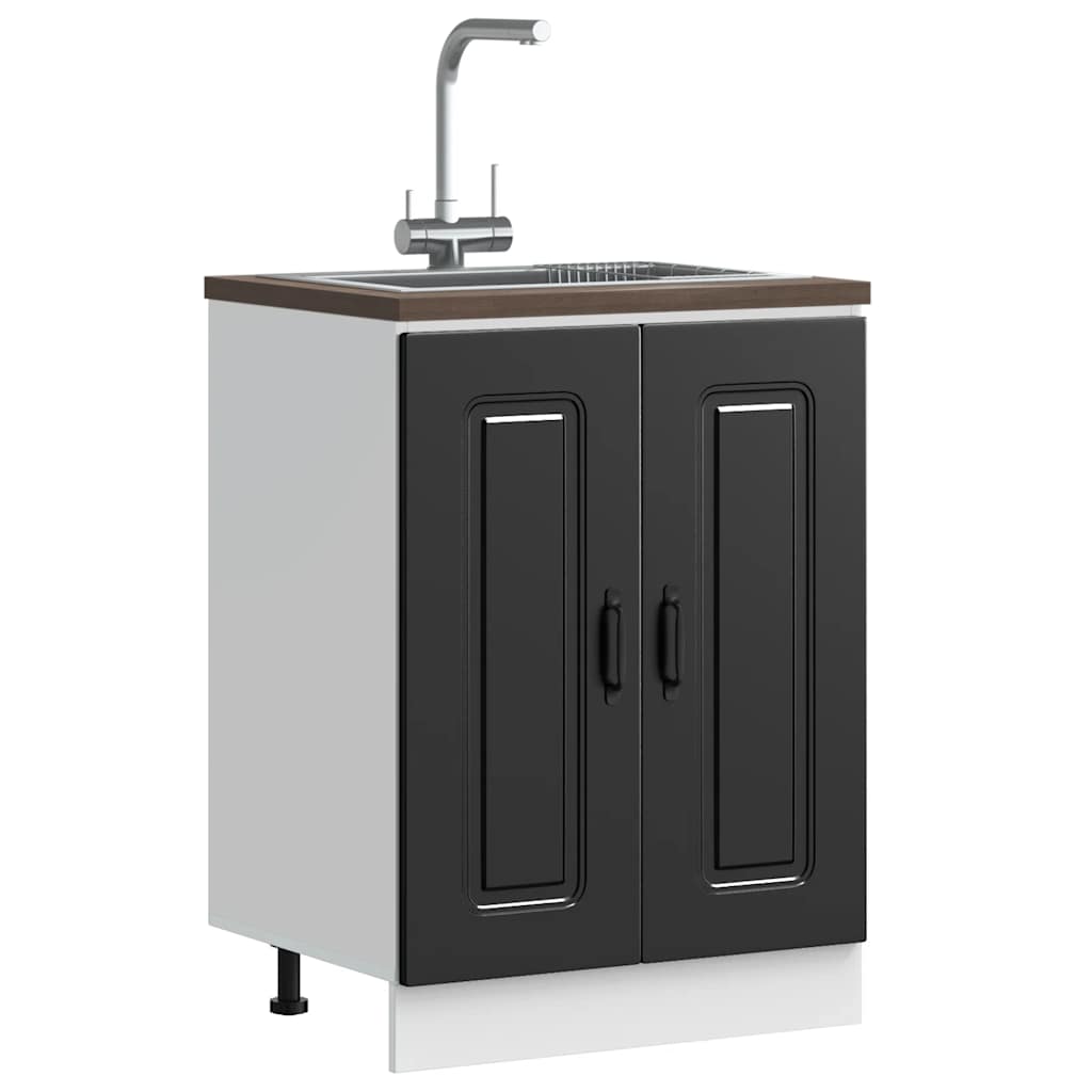Armoire Murale De Cuisine Kalmar Bois D'ingénierie Noir