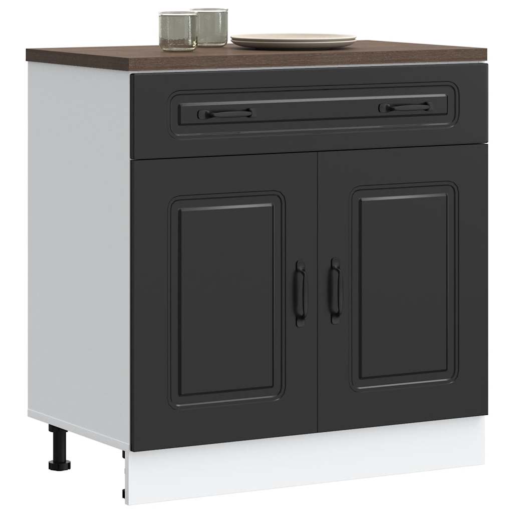 Armoire Murale De Cuisine Kalmar Bois D'ingénierie Noir