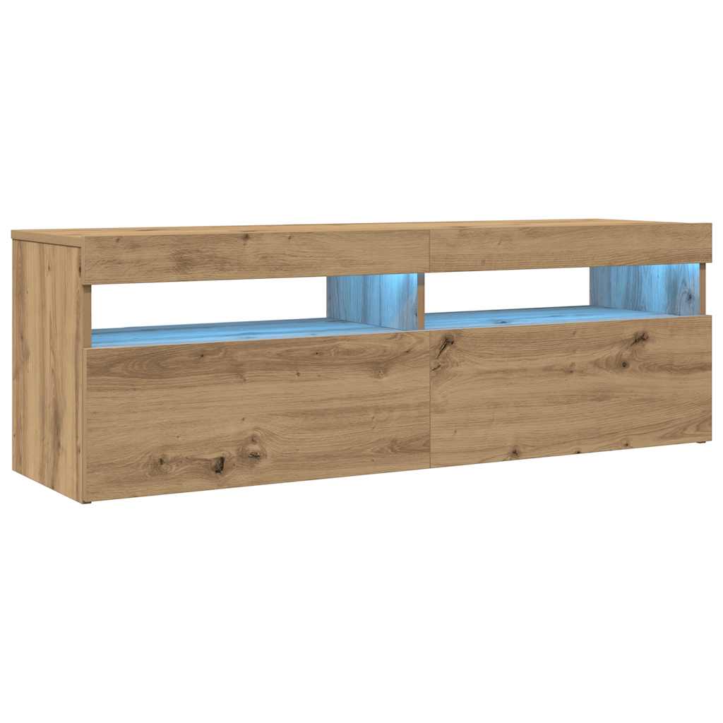 Meuble Tv Avec Lumières Led Bois D'ingénierie Chêne Artisanal