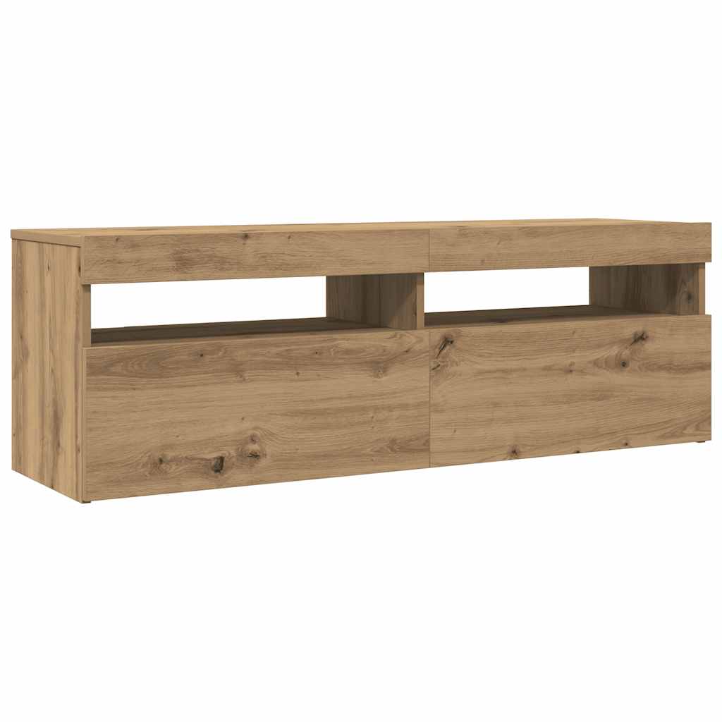 Meuble Tv Avec Lumières Led Bois D'ingénierie Chêne Artisanal