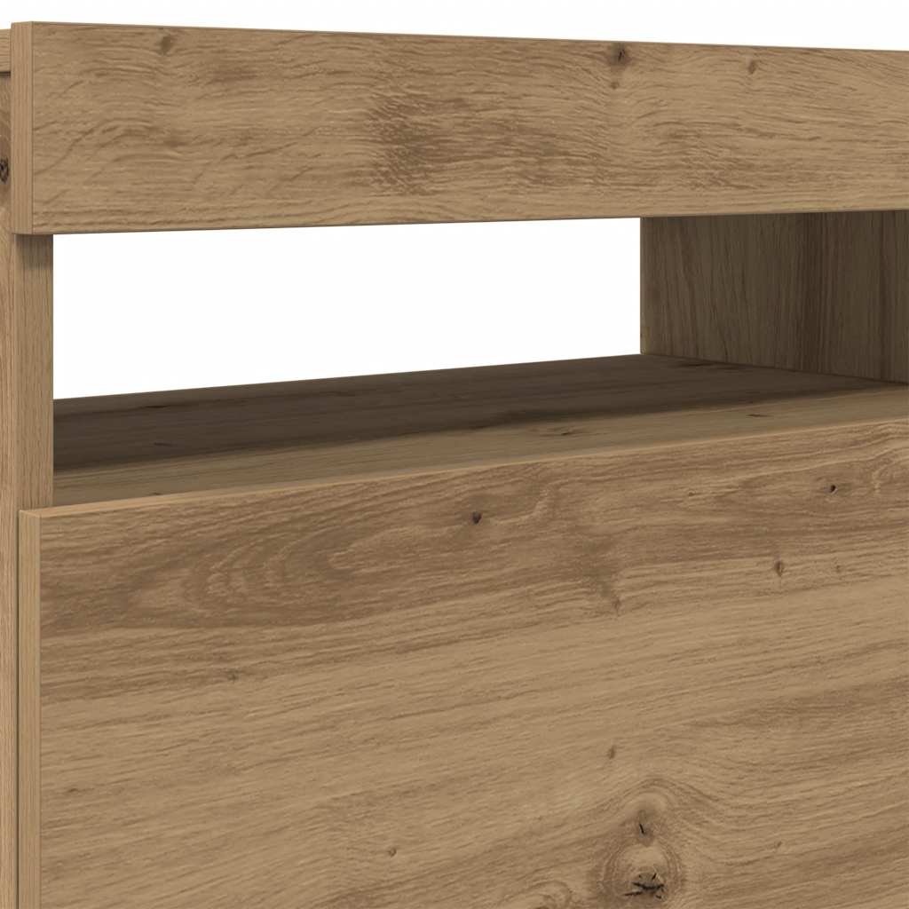 Meuble Tv Avec Lumières Led Bois D'ingénierie Chêne Artisanal