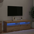 Meuble Tv Avec Lumières Led Bois D'ingénierie Chêne Artisanal