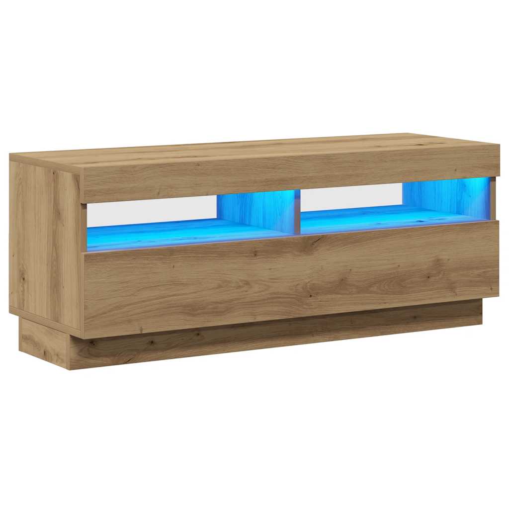 Meuble Tv Avec Lumières Led Bois D'ingénierie Chêne Artisanal