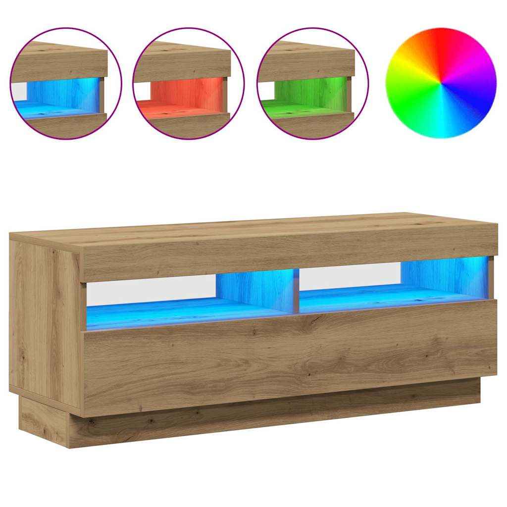 Meuble Tv Avec Lumières Led Bois D'ingénierie Chêne Artisanal