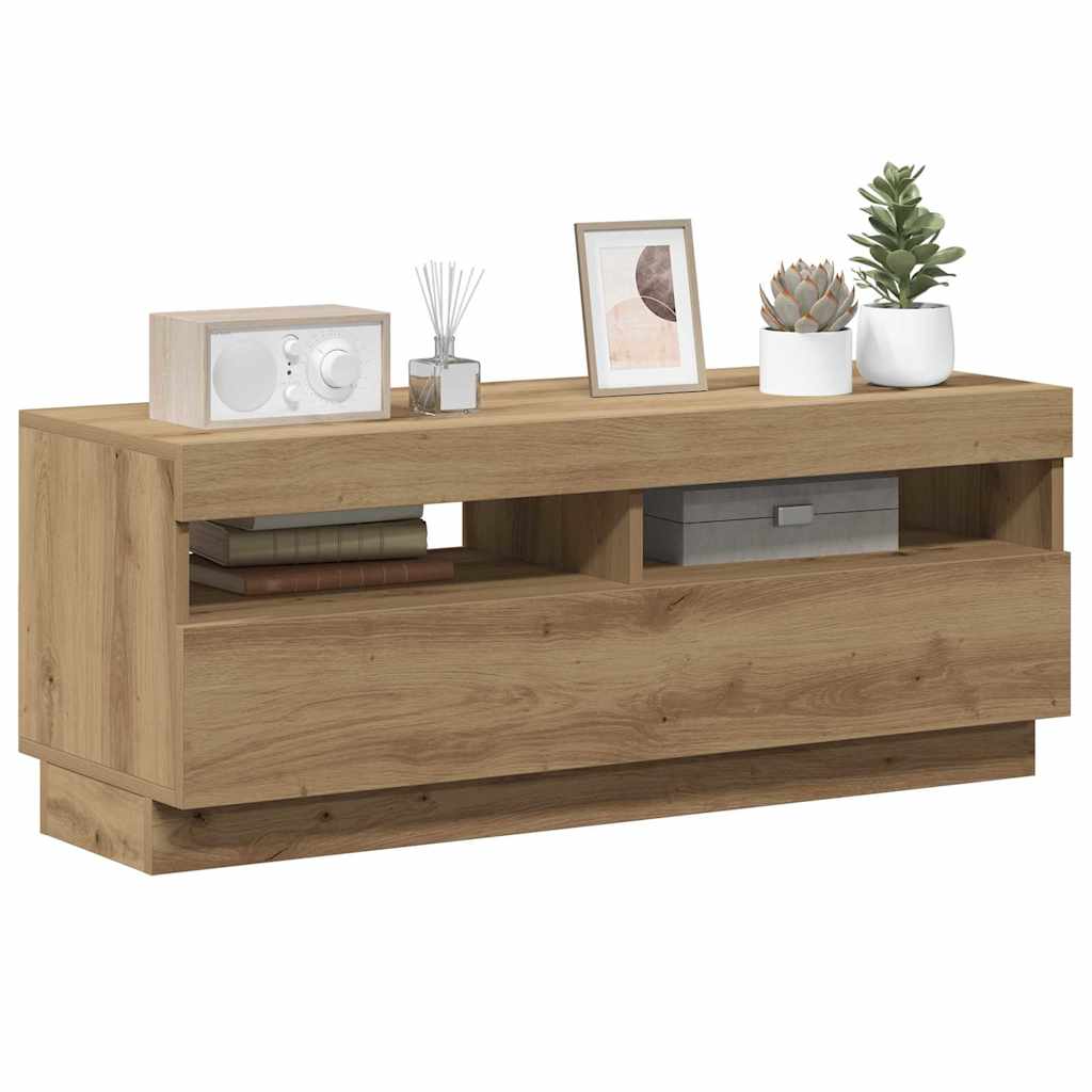 Meuble Tv Avec Lumières Led Bois D'ingénierie Chêne Artisanal