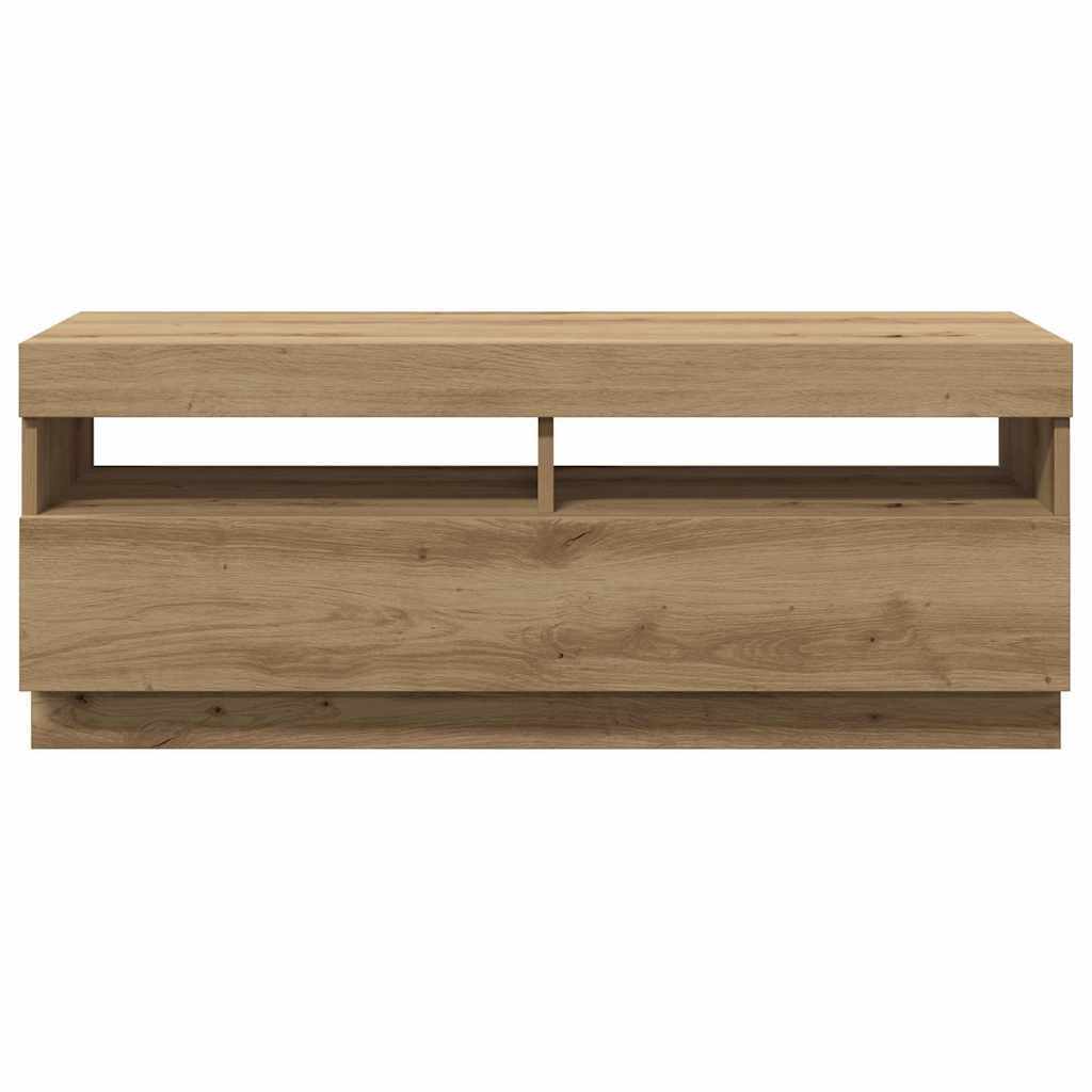 Meuble Tv Avec Lumières Led Bois D'ingénierie Chêne Artisanal