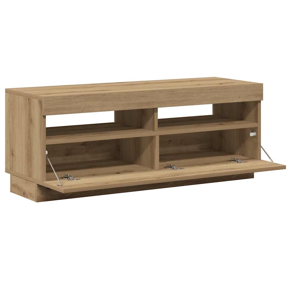 Meuble Tv Avec Lumières Led Bois D'ingénierie Chêne Artisanal