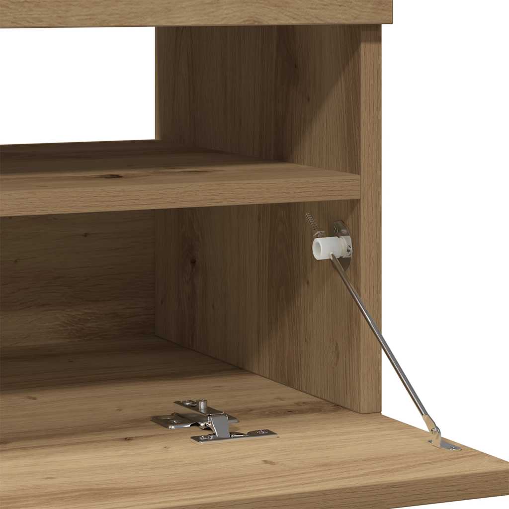 Meuble Tv Avec Lumières Led Bois D'ingénierie Chêne Artisanal