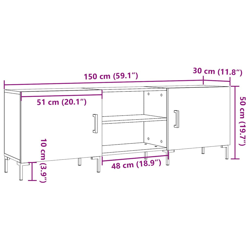 Meuble Tv 150X30X50 Cm Bois D'ingénierie