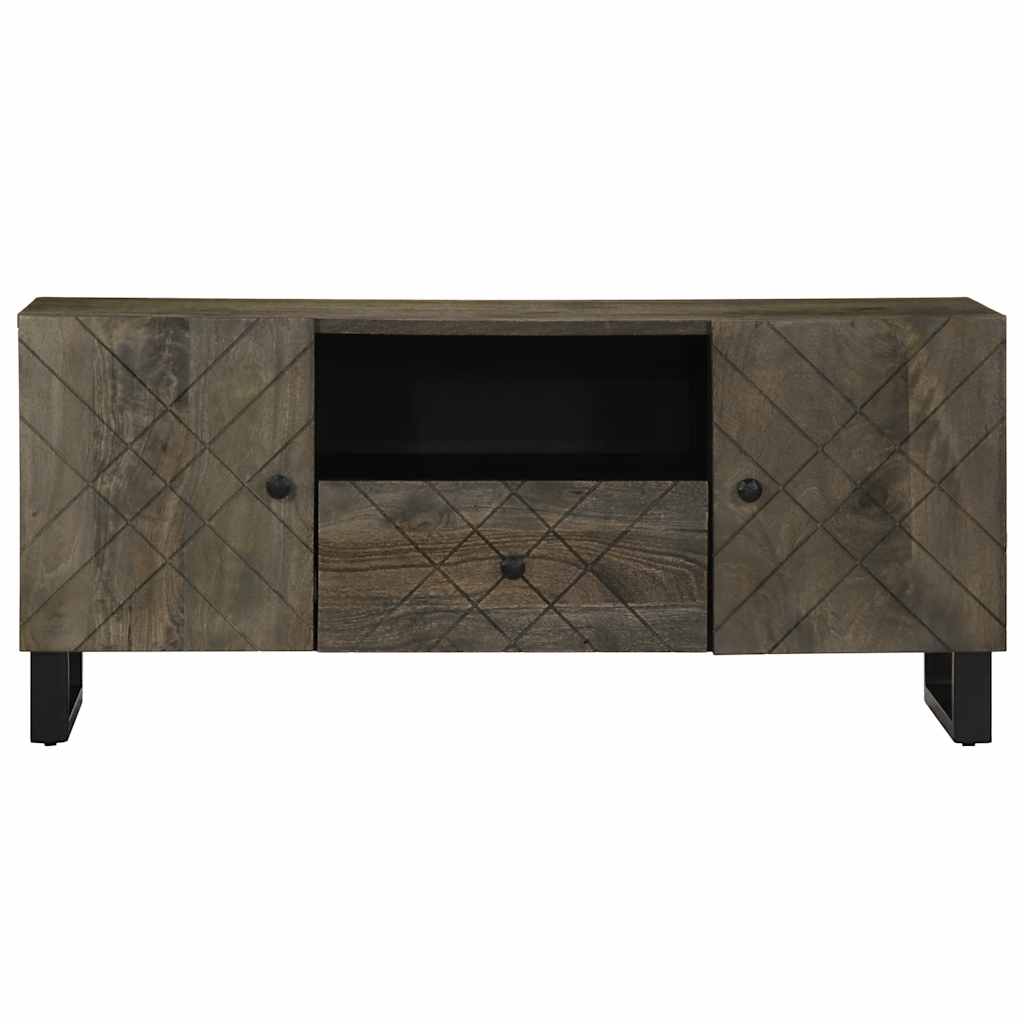 Meuble Tv Noir 105X33X46 Cm Bois Massif De Manguier