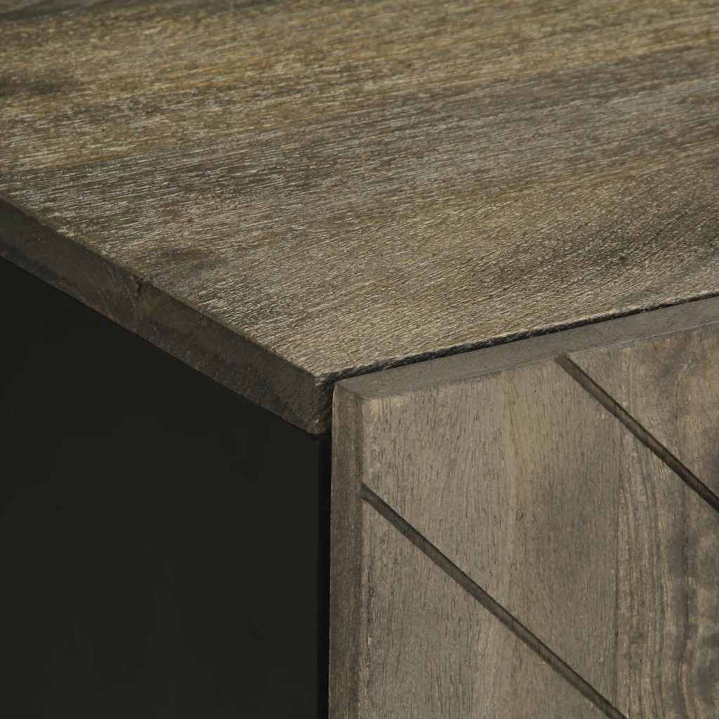 Meuble Tv Noir 105X33X46 Cm Bois Massif De Manguier