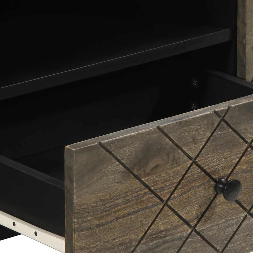 Meuble Tv Noir 105X33X46 Cm Bois Massif De Manguier