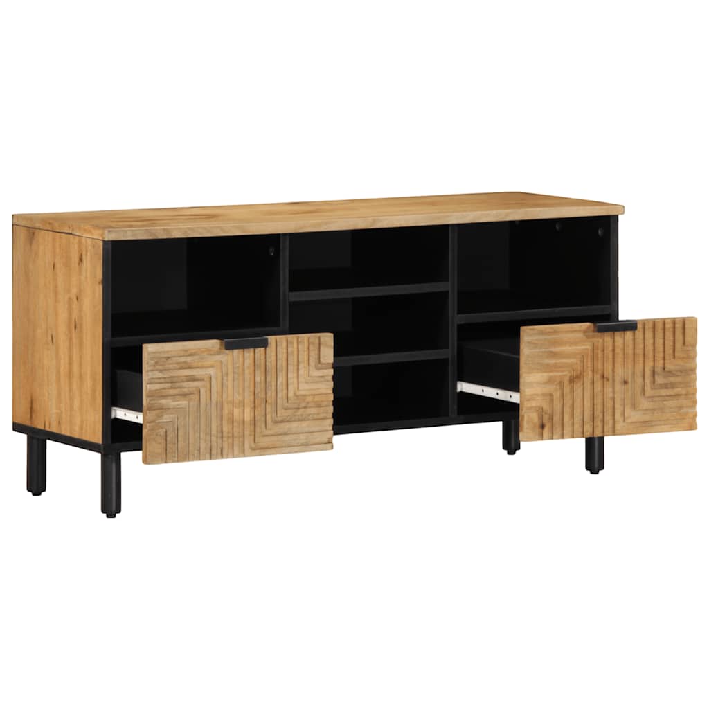 Meuble Tv Marron 100X33X46 Cm Bois Massif De Manguier
