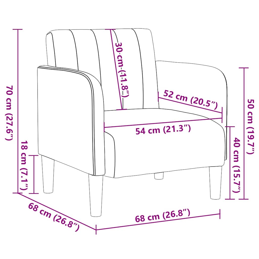 Fauteuil Avec Accoudoirs 54 Cm Velours