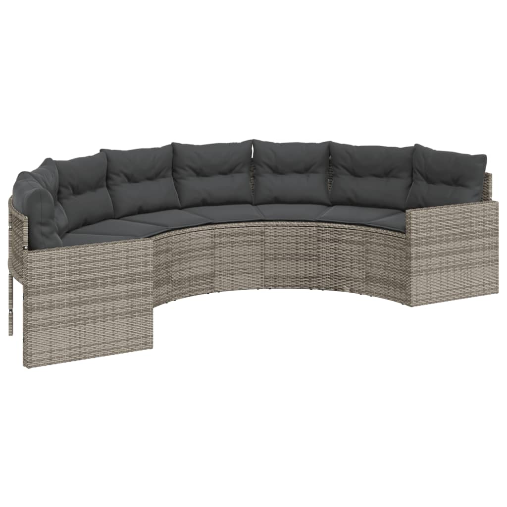 Canapé De Jardin Avec Coussins Gris Résine Tressée Gris Et Gris Foncé