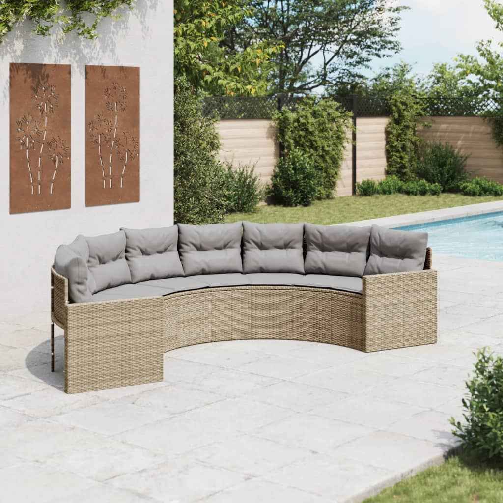Canapé De Jardin Avec Table Coussins Beige Résine Tressée Beige Et Gris Clair