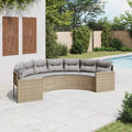 Canapé De Jardin Avec Table Coussins Beige Résine Tressée Beige Et Gris Clair