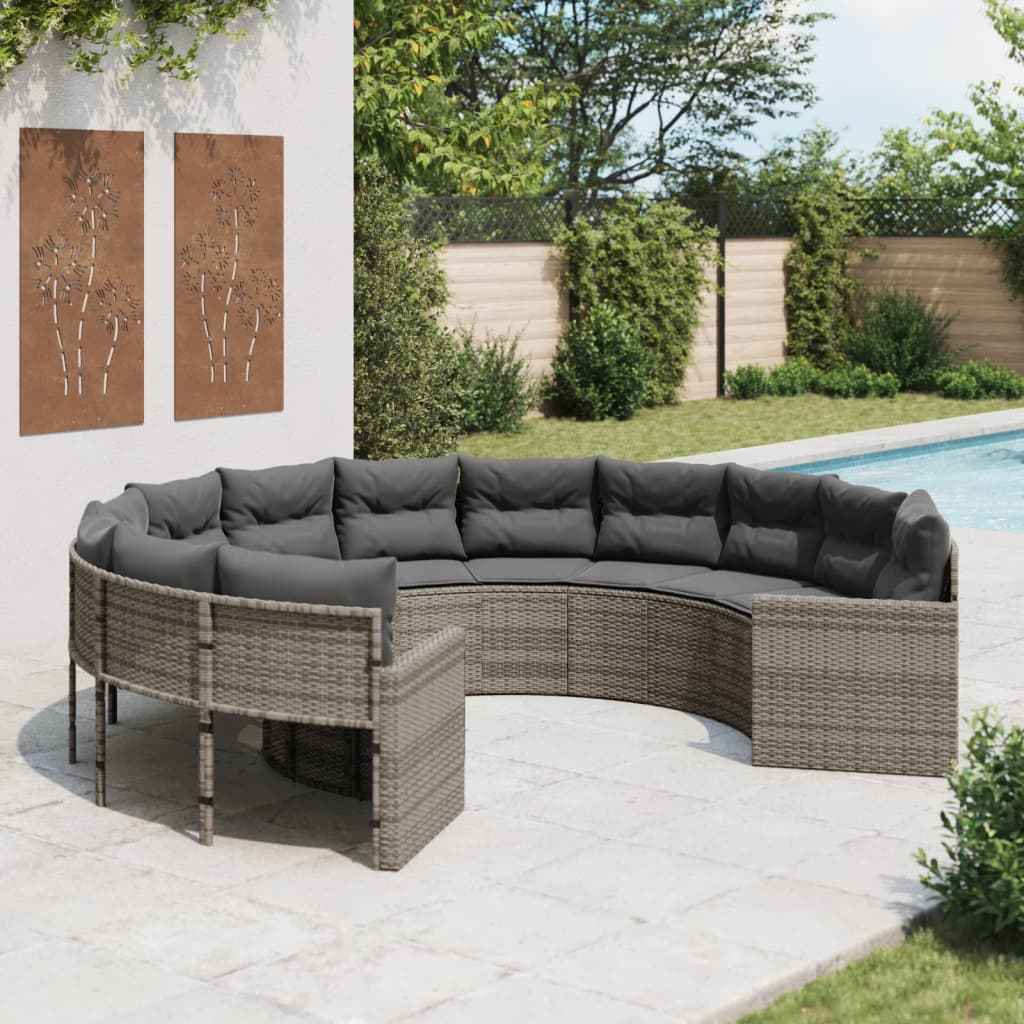 Canapé De Jardin Avec Coussins Gris Résine Tressée Gris Et Gris Foncé