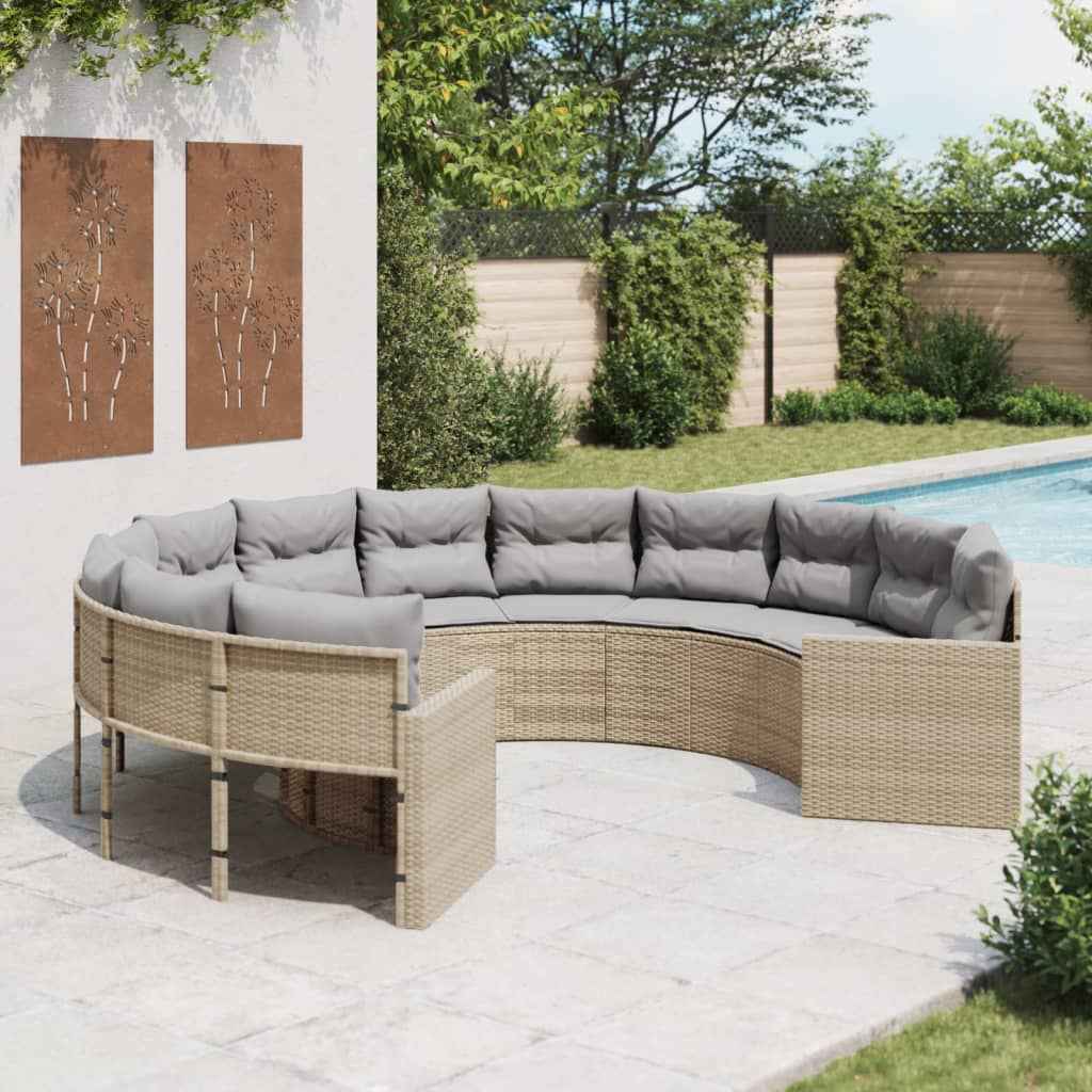 Canapé De Jardin Avec Table Coussins Beige Résine Tressée Beige Et Gris Clair