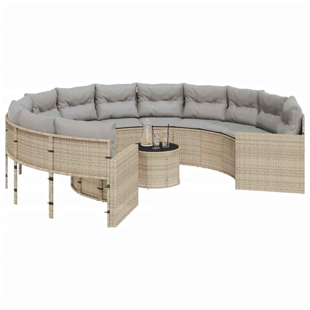 Canapé De Jardin Avec Table Coussins Beige Résine Tressée Beige Et Gris Clair