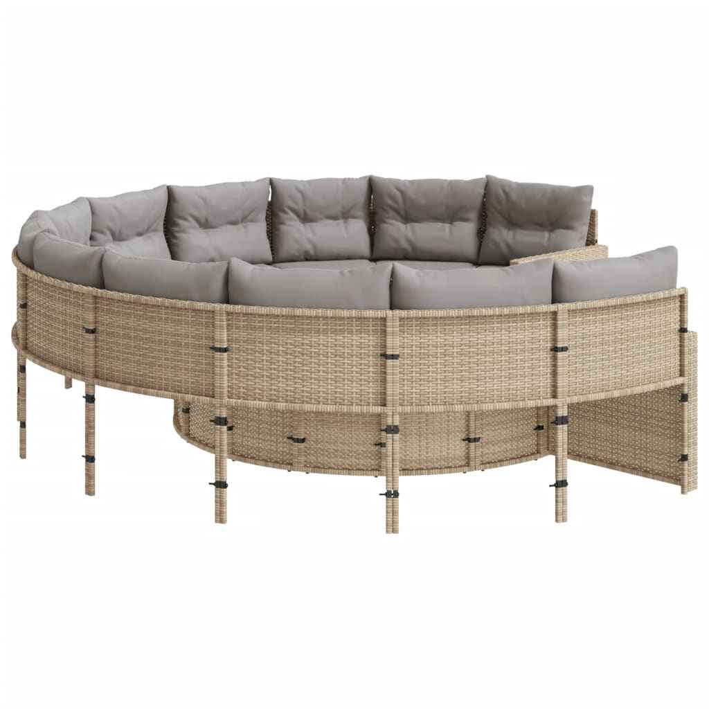 Canapé De Jardin Avec Table Coussins Beige Résine Tressée Beige Et Gris Clair