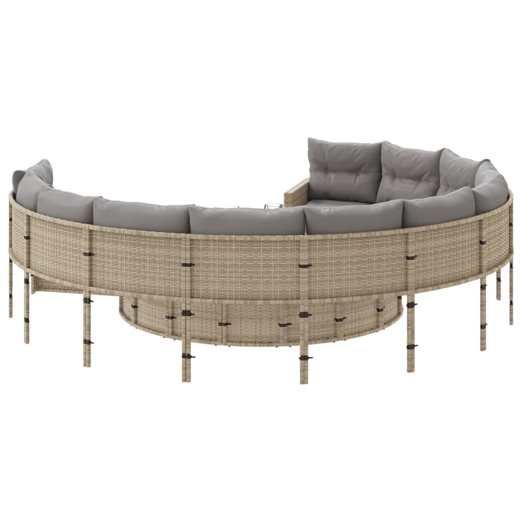 Canapé De Jardin Avec Table Coussins Beige Résine Tressée Beige Et Gris Clair