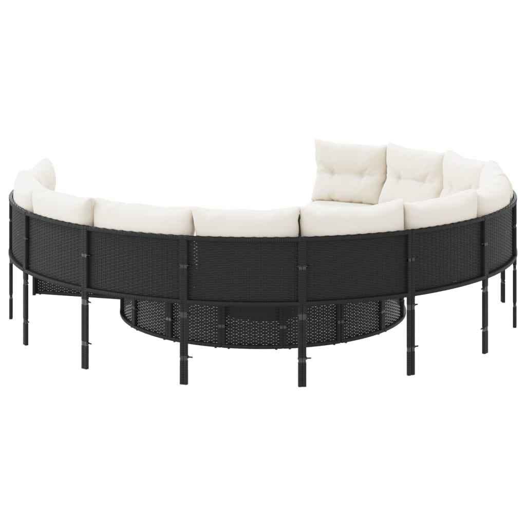Canapé De Jardin Avec Coussins Noir Résine Tressée Noir Et Blanc Crème