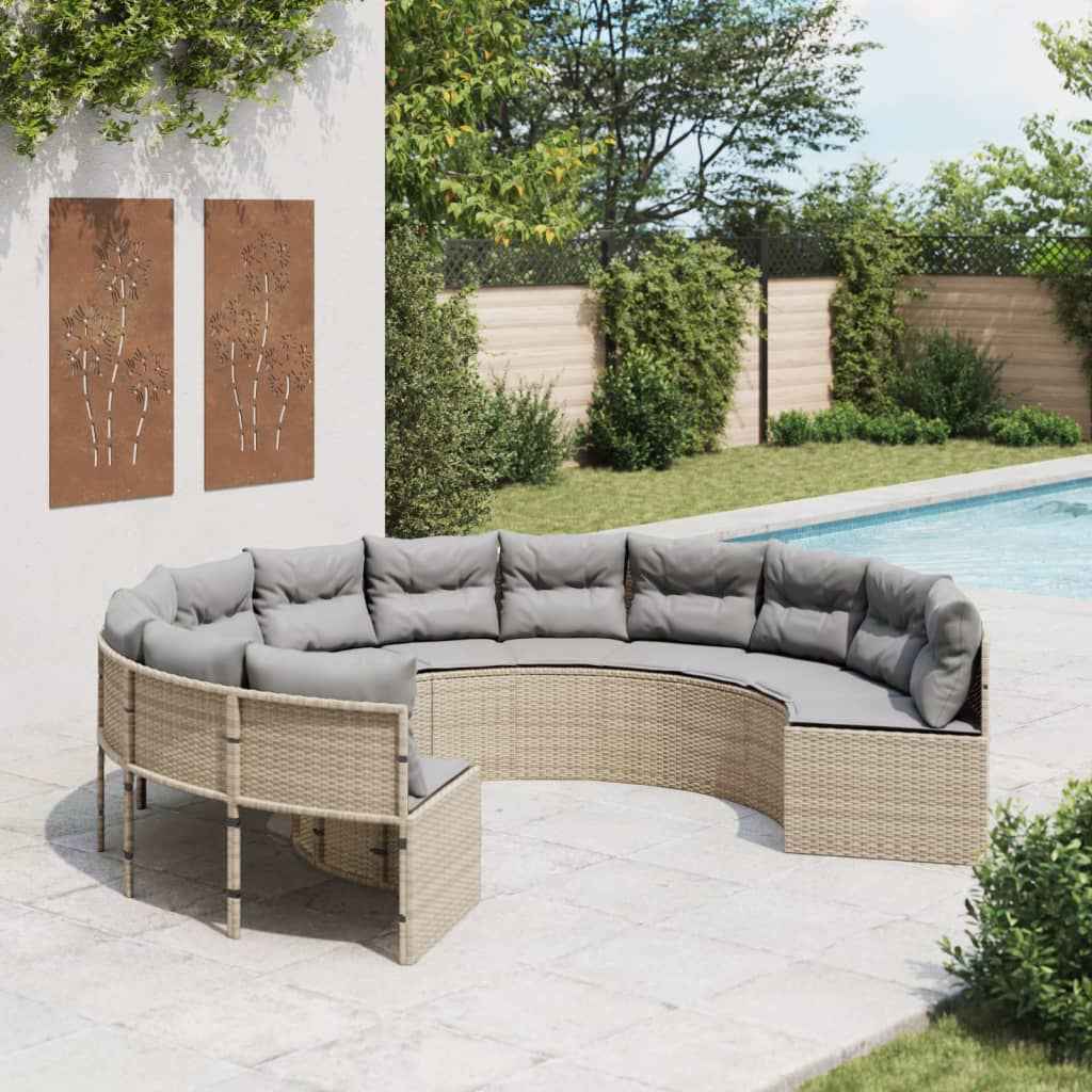 Canapé De Jardin Avec Coussins Beige Résine Tressée Beige Et Gris Clair